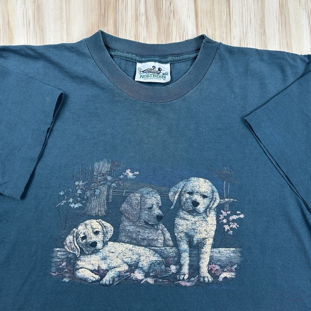 Vintage 90s Women's Labrador Retriever T Shirt Medium Single Stitch Sun Faded